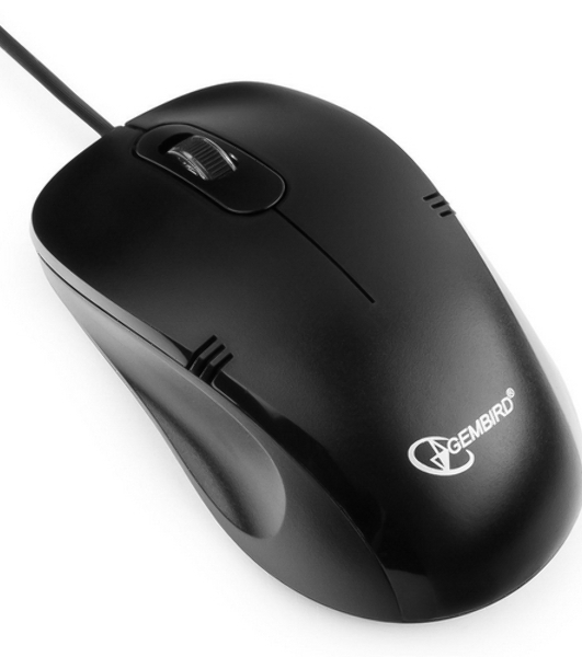 Мышь проводная Gembird MOP-100 черный, 1000 dpi, USB, кнопки - 3