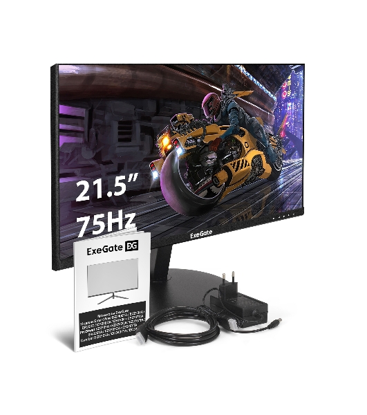 Монитор 21.5' ExeGate EX295590RUS IPS 1920x1080, 75 Гц, 5 мс, 16:9, 250 кд/м2, 1xHDMI, 1xVGA, 1xDP, 1x3.5 мм, черный