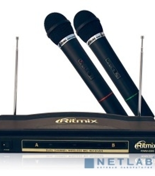 Микрофон радио Ritmix RWM-220 черный беспроводные 2 шт в комплекте
