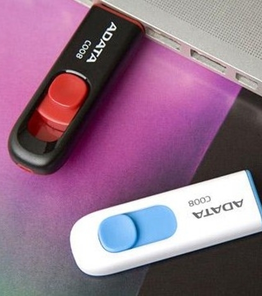 Флешка USB ADATA C008 (AC008-32G-RWE), 32Gb, USB 2.0, R/W 15/5, белый/синий