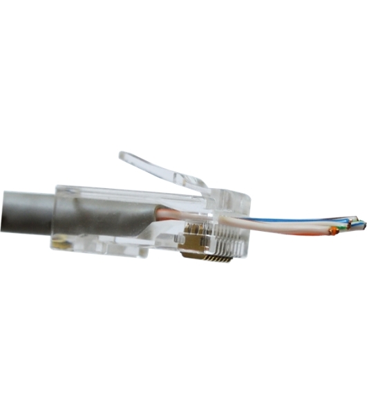 Коннектор LANMASTER RJ45 тип EZ, 8P8C, UTP, Cat.5e, универсальный, со вставкой, покрытие 50 микрон,100 шт.