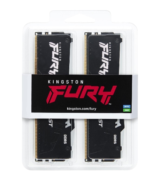 Оперативная память Kingston Fury Beast, DDR5, 64Gb (2x32GB), 5600MHz, CL36, DIMM, радиатор, RGb, черный