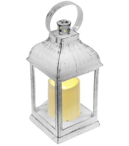 Декоративный фонарь Neon-night со свечкой, белый корпус, размер 10.5х10.5х22,35 см, цвет теплый белый