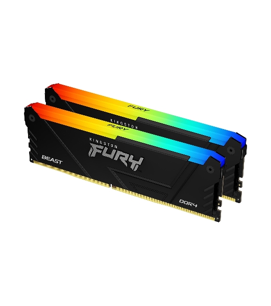 Оперативная память Kingston Fury Beast, DDR4, 64GB (2x32GB), 3200MHz, CL16, DIMM, с радиатором, RGB, черный