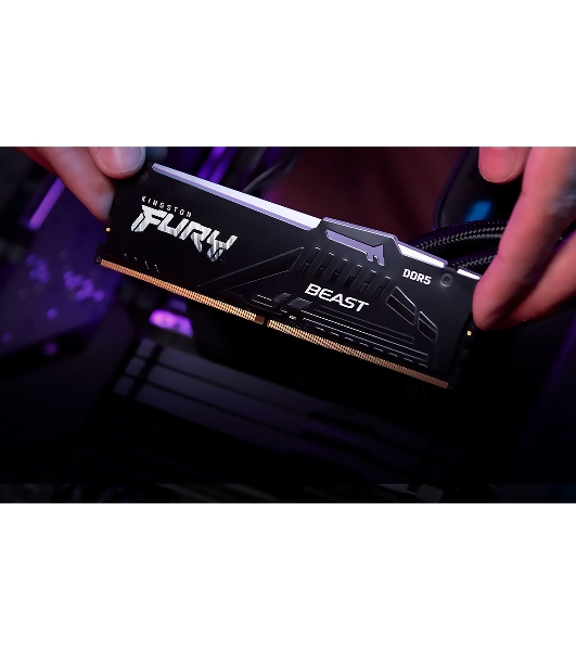 Оперативная память Kingston Fury Beast, DDR5, 64Gb (2x32GB), 5600MHz, CL36, DIMM, радиатор, RGb, черный