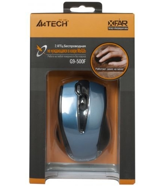 Мышь беспроводная A4Tech G9-500F черный, 1200 dpi, радиоканал, USB, кнопки - 4