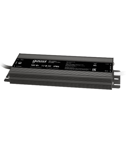 Блок питания для светодиодной ленты пылевлагозащищенный GAUSS 150W DC12V IP66