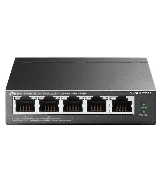 Коммутатор TP-Link 8-Port 10/100Mbps Unmanaged Switch with 4-Port PoE, metal case, desktop mount, PoE budget 41W.