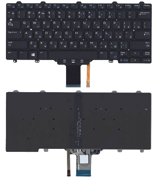 Клавиатура для ноутбука Dell Latitude E7250 E7270 черная без рамки с подсветкой