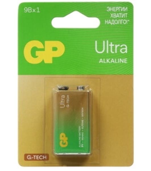 Алкалиновая батарейка GP Ultra Alkaline G-Tech 9V Крона - 1 шт. на блистере