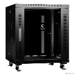 Шкаф телекоммуникационный напольный Cabeus, IP20, 12U, 730х600х600 мм (ВхШхГ), дверь: стекло, боковая панель: сплошная, разборный, черный, фото4