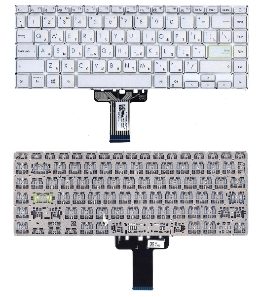 Клавиатура для ноутбука Asus K413JA серебристая с подсветкой
