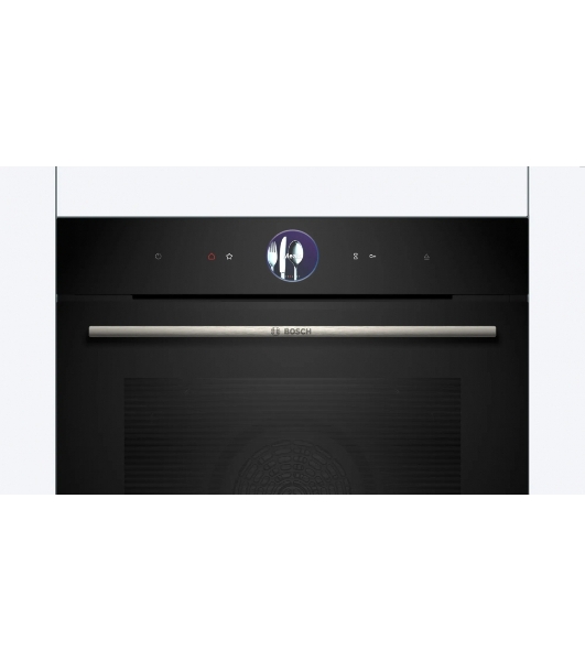 Духовой шкаф Bosch HSG7361B1 Home Connect!! Serie 8, черный, 21 режим + комбинированные режимы, функция приготовление на пару 100%, 4-слойное остекление, 3 цветных текстовых TFT-дисплея 2,5' с сенсорным управлением, ControlRing, функции HomeConnect, трехстороннее LED-освещение,самоочистка EcoClean
