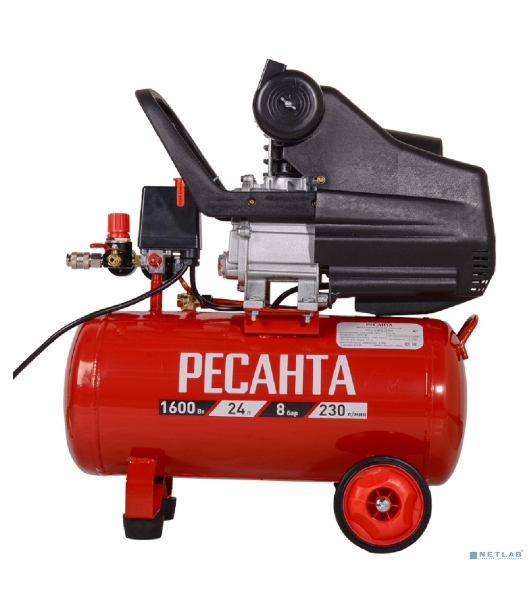 Компрессор поршневой Ресанта КП-24/230М масляный 230л/мин 24л 1600Вт красный/черный
