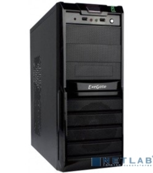 Компьютерный корпус ExeGate EX278399RUS Miditower ExeGate XP-329S Black, ATX, (XP500, Black,120мм), 2хUSB, Audio