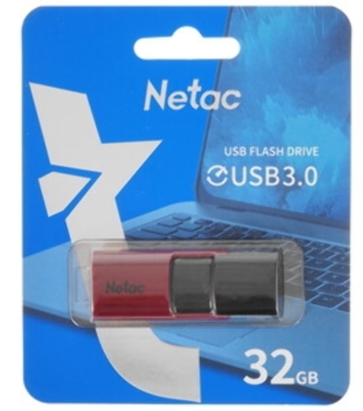 Флешка USB Netac U182 (NT03U182N-032G-32RE), 32Gb, USB 3.0, R/W 70/30, красный/черный