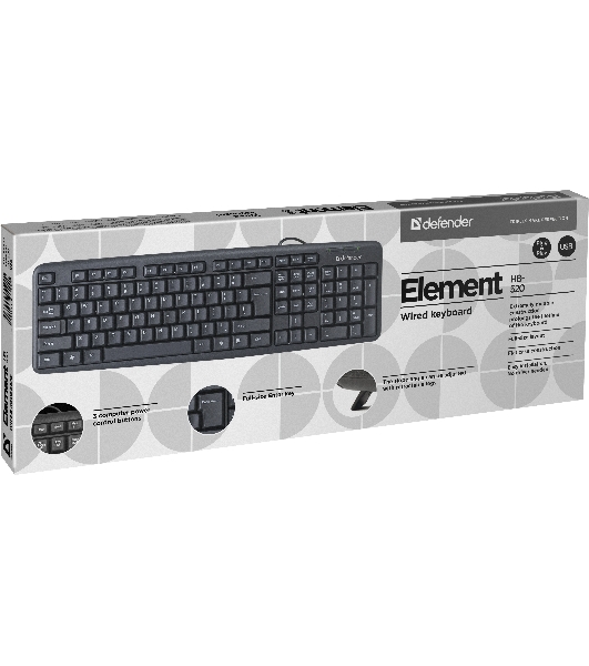 Клавиатура проводная Defender Element HB-520, USB, черный