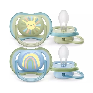 Пустышка Philips ultra air, солнышко/радуга, для мальчиков, 0-6 мес., 2 шт.