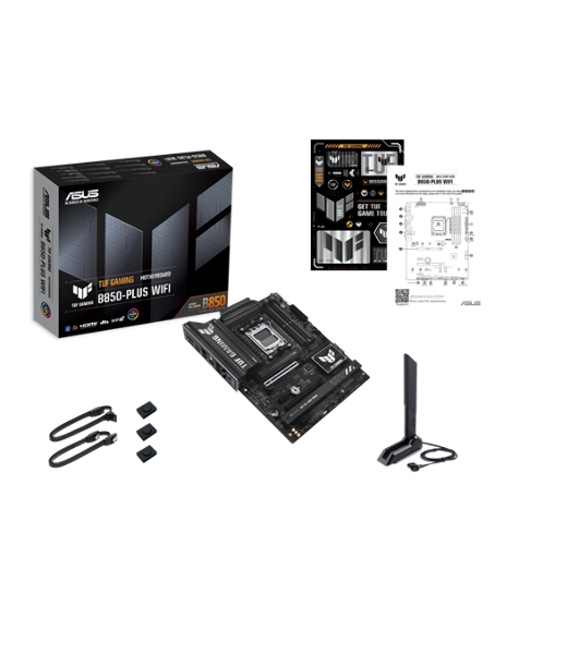 Материнская плата ASUS TUF GAMING B850-PLUS WIFI, Socket AM5, AMD B850, 4xDDR5, 4xSATA, 3xM.2, 1xPCIe 5.0 x16, 1xPCIe 4.0 x16, 2xPCIe 4.0 x1, 1xHDMI, 1xDP, 1x 2.5Gb LAN, Wi-Fi 7, 3xUSB-A 10Gbps, 4xUSB-A 5Gbps, 1xUSB-C 20Gbps, 2xUSB-A 2.0, 5x3.5 мм, 7.1, ATX