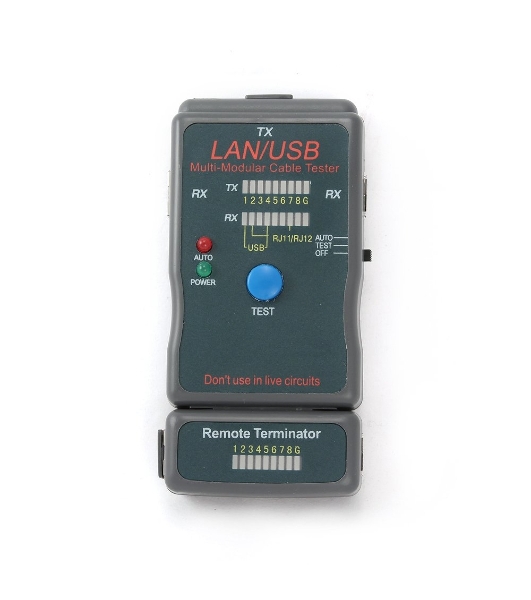 Тестер LAN Cablexpert NCT-2, 100/1000 Base-TX, для UTP, STP, RJ-11, USB-кабеля