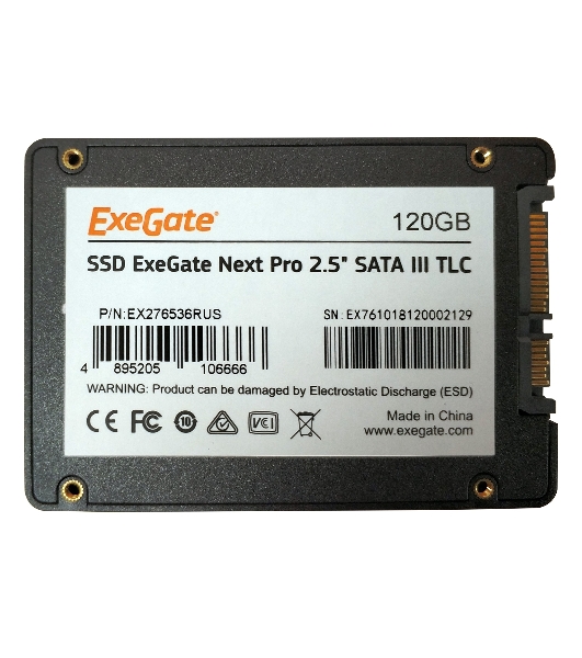 Накопитель SSD ExeGate NextPro UV500TS120, 120Gb, 2.5', SATA III, R/W 553/498