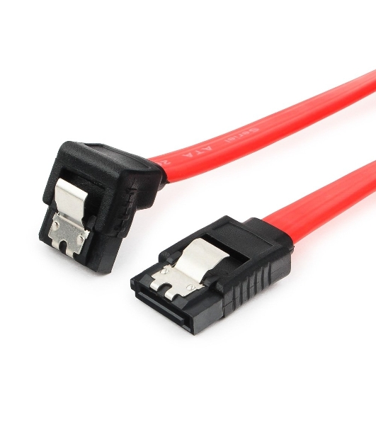 Кабель интерфейсный SATA Cablexpert CC-SATAM-DATA90-0.8M, 80 см, угловой разъем, 7pin/7pin, защелка, пакет