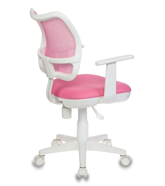 Кресло компьютерное Бюрократ CH-W797/PK/TW-13A TW-13A розовый, спинка сетка, сиденье розовый, колеса белый/розовый, пластик белый