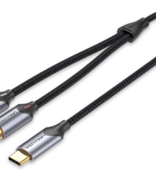 Переходник-разветвитель Vention гибкий USB-C M/2RCA M - 1.5м