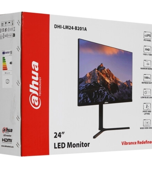 Монитор 23.8' Dahua DHI-LM24-A201I IPS 1920x1080, 100 Гц, 5 мс, 16:9, 250 кд/м², HDMI 1.4, VGA, черный