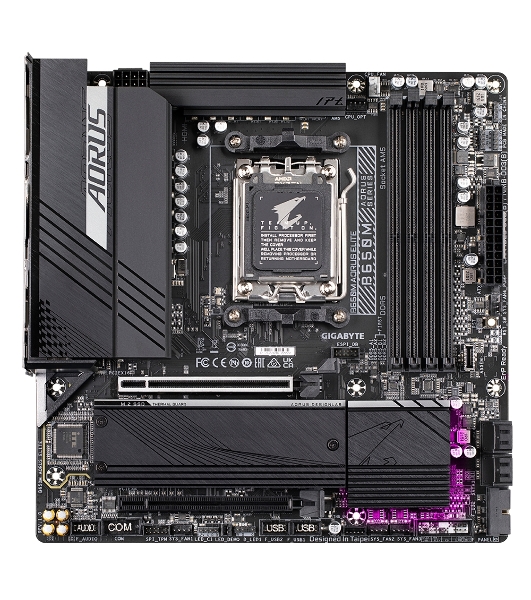 Материнская плата Gigabyte B650M AORUS ELITE, Socket AM5, AMD B650, 4xDDR5, 4xSATA, 2xM.2, 1xPCI-E 4.0 x16, 1xPCI-E 4.0 x4, 1xHDMI, 1xDP, 1x 2.5Gb LAN, 5xUSB-A 3.2 Gen 1, 2xUSB-A 3.2 Gen 2, 4xUSB-A 2.0, 1xUSB-C 3.2 Gen 2, 2x3.5 мм, 7.1, Micro-ATX
