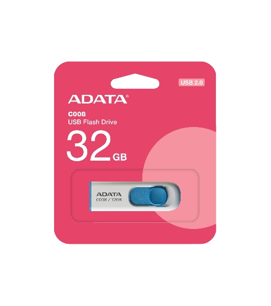Флешка USB ADATA C008 (AC008-32G-RWE), 32Gb, USB 2.0, R/W 15/5, белый/синий