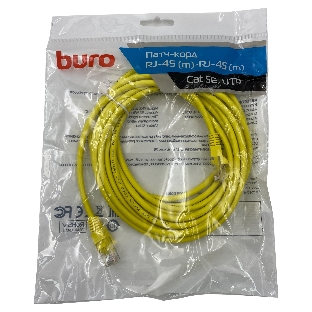 Патч-корд Buro UTP 4 пары cat5E CCA molded 5м желтый RJ-45 (m)-RJ-45 (m)