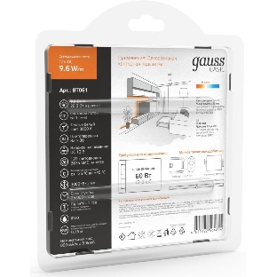 Лента светодиодная Basic Gauss 12V 9,6W/m 624lm/m 3000K IP20 LED 3m 1/100