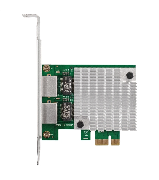 Сетевой адаптер ExeGate EXE-562 (PCI-E x1 v2.0, 2xRJ45, UTP 10/100/1000Mbps, Realtek Chipset RTL8111F)