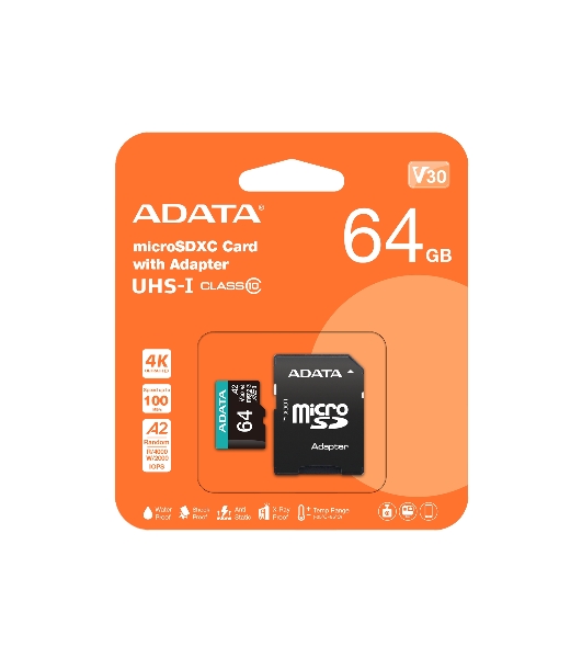 Флеш карта MICROSDXC UHS-I U3 V30S A2 100/75 MB/s 64Gb RETAIL W/1 ADAPTER