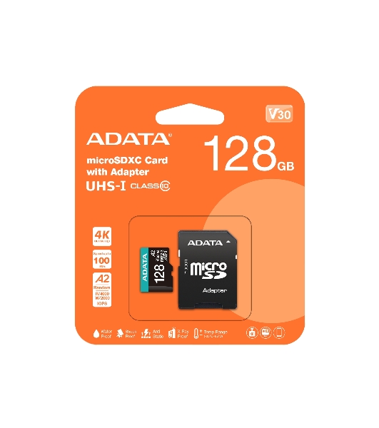 Флеш карта MICRO SDXC 128Gb W/AD. AUSDX128GUI3V30SA2-RA1 ADATA