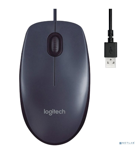 Мышь проводная Logitech M100/100R DARK/GREY (темно-серая/черная), 1000 dpi, USB, кнопки - 3