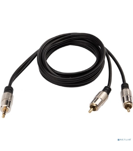 Шнур Rexant Стерео 3,5 мм - 2 RCA длина 1,5 метра (GOLD-металл)