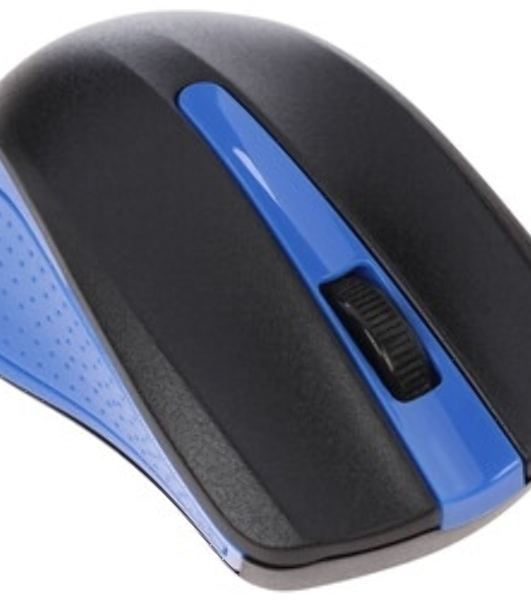 Мышь беспроводная Oklick 485MW черный/синий, 1200 dpi, радиоканал, USB, кнопки - 3