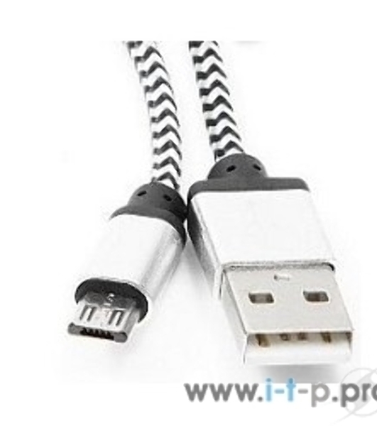 Кабель Gembird USB 2.0 Cablexpert AM/microBM 5P, 1м, нейлоновая оплетка, алюминиевые разъемы, серебристый, пакет