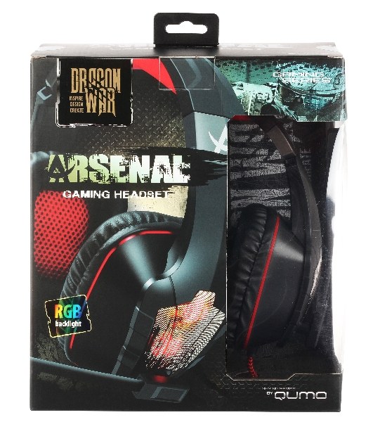Гарнитура QUMO Arsenal чёрный, проводная, USB, подсветка