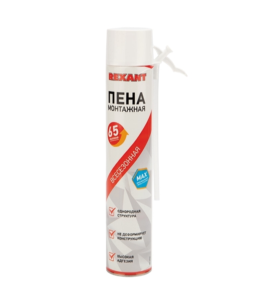 Пена монтажная всесезонная с трубочкой Rexant 65 л max