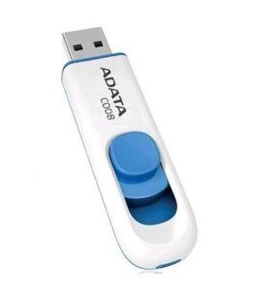Флешка USB ADATA C008 (AC008-16G-RWE), 16Gb, USB 2.0, R/W 15/5, белый/синий