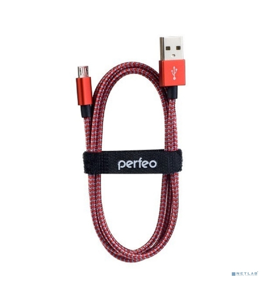 Кабель PERFEO USB2.0 A вилка - Micro USB вилка, красно-белый, 3 м (U4804)