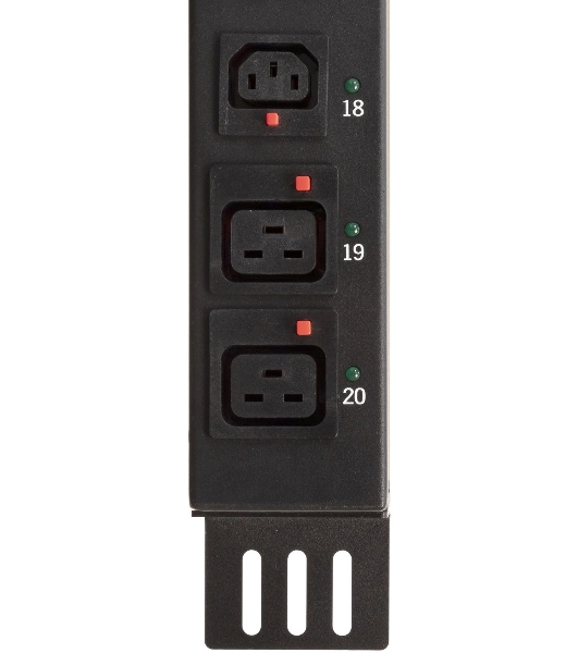 Блок распределения питания Powercom PDU-16AVMS20-18C13-2C19 18xC13+2xC19, 16A, 1,5U (1968234)