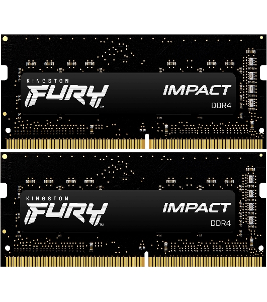 Оперативная память Kingston Fury Impact, DDR4, 16GB (2x8GB), 3200MHz, CL20, SO-DIMM