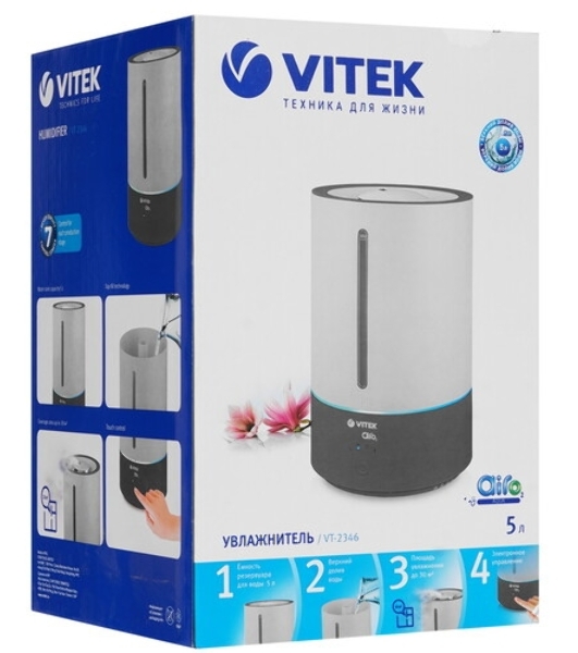 Увлажнитель воздуха Vitek VT-2346(MC) белый/серый, 30 м², 5 л