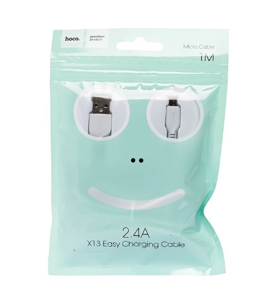 Кабель USB 2.0 HOCO X13, AM/microBM, белый, 1м
