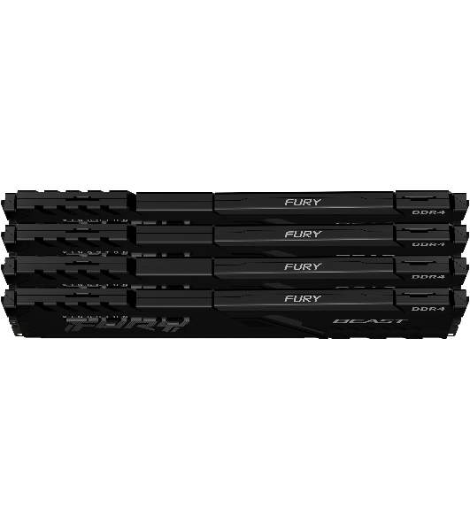 Оперативная память Kingston Fury Beast, DDR4, 32Gb (4x8GB), 3200MHz, CL16, DIMM, с радиатором, черный
