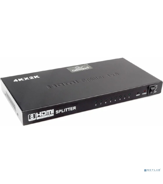 Разветвитель HDMI Cablexpert DSP-8PH4-03, HD19F/8x19F, 1 компьютер => 8 мониторов, Full-HD, 3D, 1.4v, каскадируемый